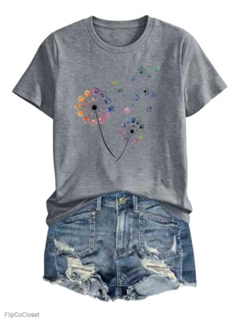 Women's Dandelion Graphic T-Shirt Crew Neck Short Sleeve Summer Tee